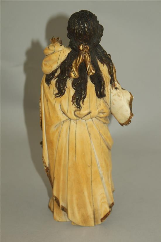 An 18th century Indo-Portuguese carved ivory figure of the Virgin Mary, probably Goa, c.1740-50, 11.5in.